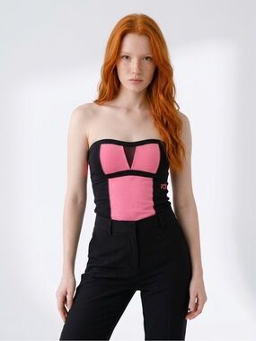 Fox Pink and Black Strapless Sports Top
